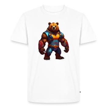 Futuristic Warrior Bear - Men's Premium Organic T-Shirt - white - Front - Nico (187cm)