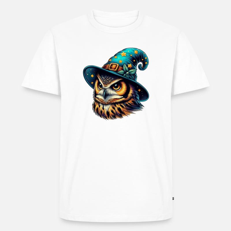Zauberer Eule - Männer Premium Bio T-Shirt - Weiß