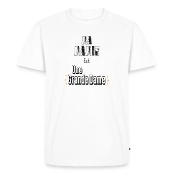Ma Mamie Est Une Grande Dame - T-shirt Premium bio Homme - blanc - Devant - Nico (187cm)