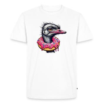 drôle de festin pour les yeux - Oiseau autruche avec beignet - T-shirt Premium bio Homme - blanc - Devant - Nico (187cm)