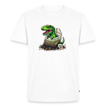 Tea rex T-rex dinosaur - Men's Premium Organic T-Shirt - white - Front - Nico (187cm)