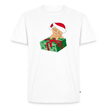 Chat heureux Katze avec un cadeau - T-shirt Premium bio Homme - blanc - Devant - Nico (187cm)