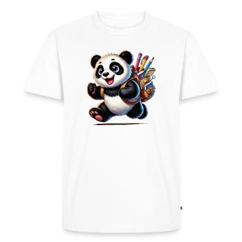 Rentrée scolaire avec Panda :Panda pour les débutants - T-shirt Premium bio Homme - blanc - Devant - Nico (187cm)