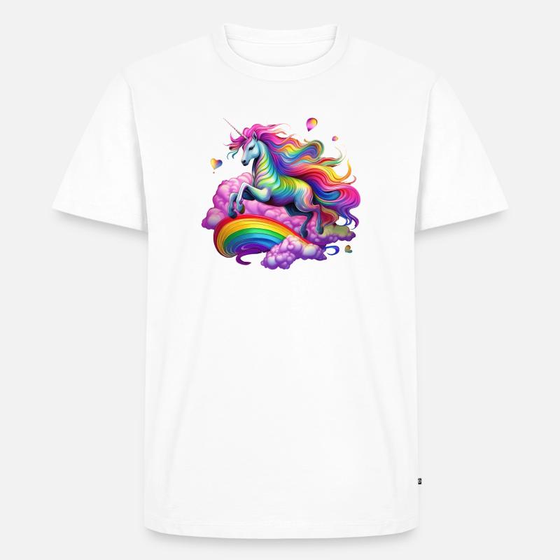 Fee Regenbogen Einhorn - Männer Premium Bio T-Shirt - Weiß