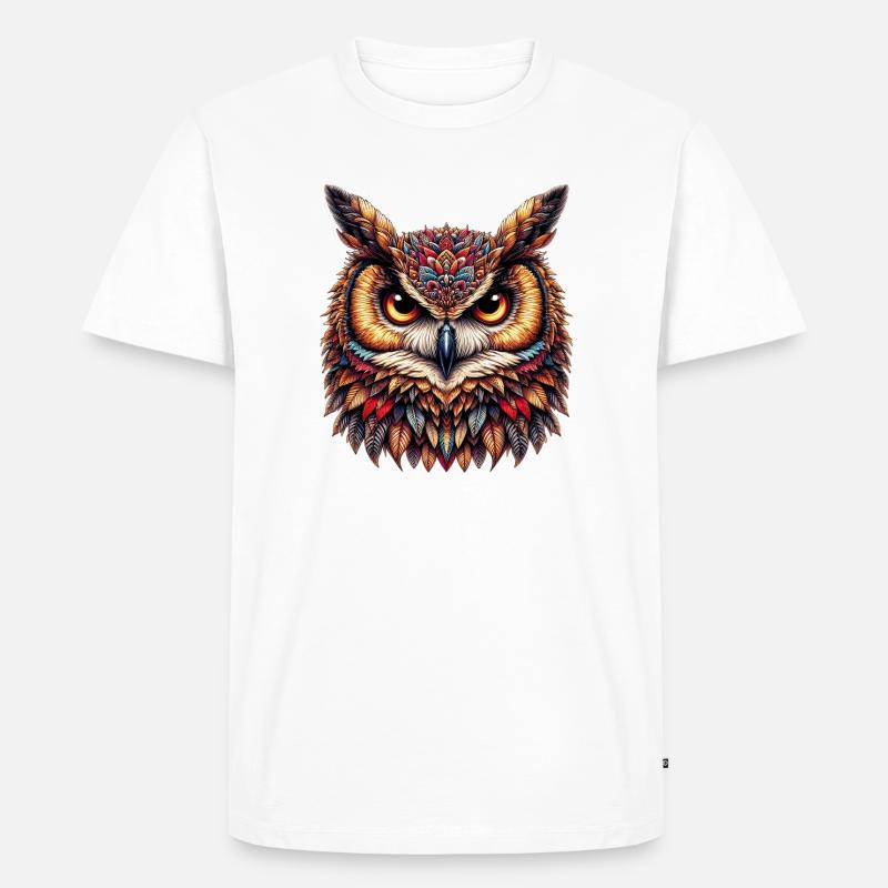 Eule - Männer Premium Bio T-Shirt - Weiß