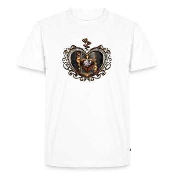 Carte femme au coeur brûlant - T-shirt Premium bio Homme - blanc - Devant - Nico (187cm)