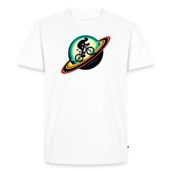 Cyclist on Saturn - Men's Premium Organic T-Shirt - white - Front - Nico (187cm)