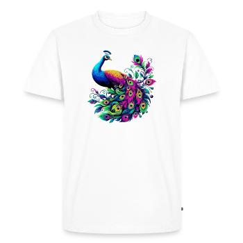 Peacock - Men's Premium Organic T-Shirt - white - Front - Nico (187cm)