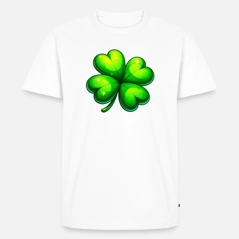 Vierblättriges Kleeblatt - Männer Premium Bio T-Shirt - Weiß