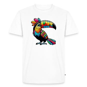 Toucan arlequin - T-shirt Premium bio Homme - blanc - Devant - Nico (187cm)