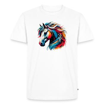 Cheval - T-shirt Premium bio Homme - blanc - Devant - Nico (187cm)