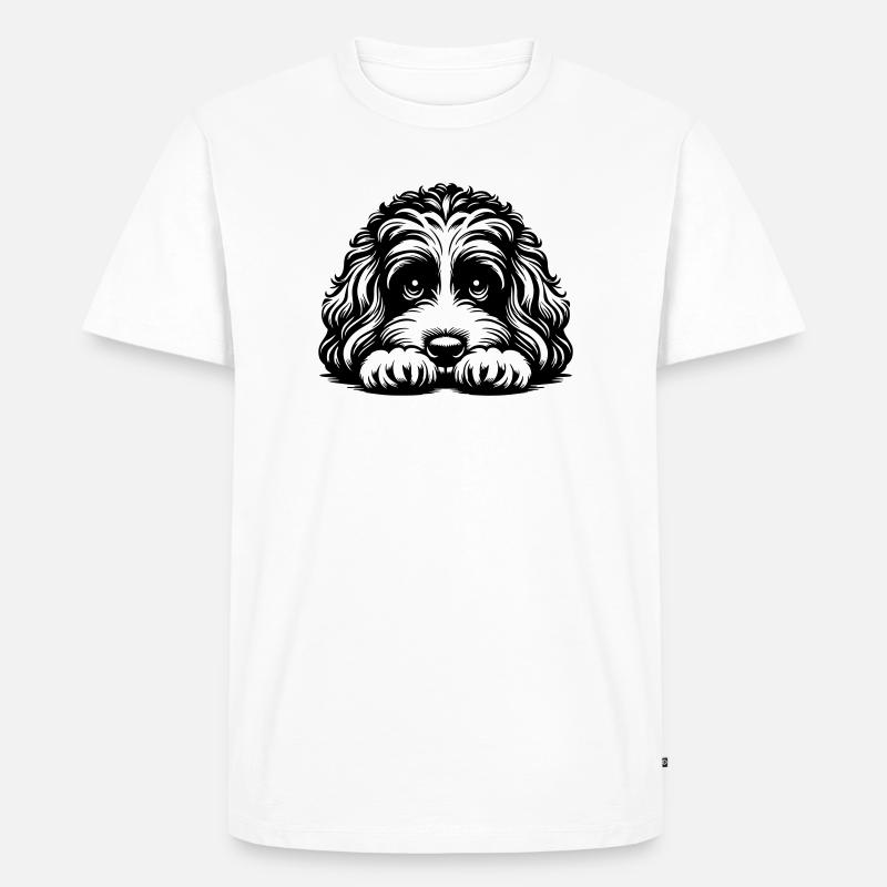 Cavapoo Head with Paws - Men's Premium Organic T-Shirt - white