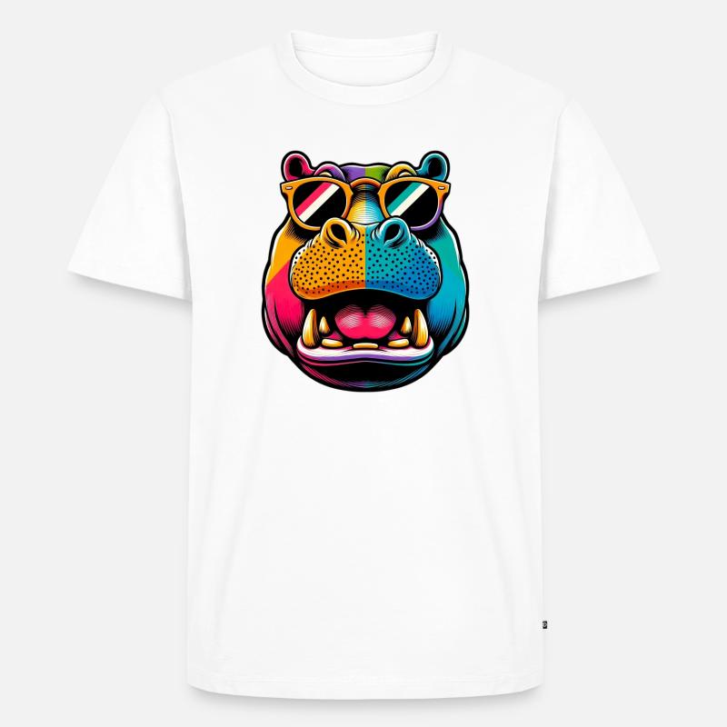 Nilpferd mit Sonnenbrille - Männer Premium Bio T-Shirt - Weiß