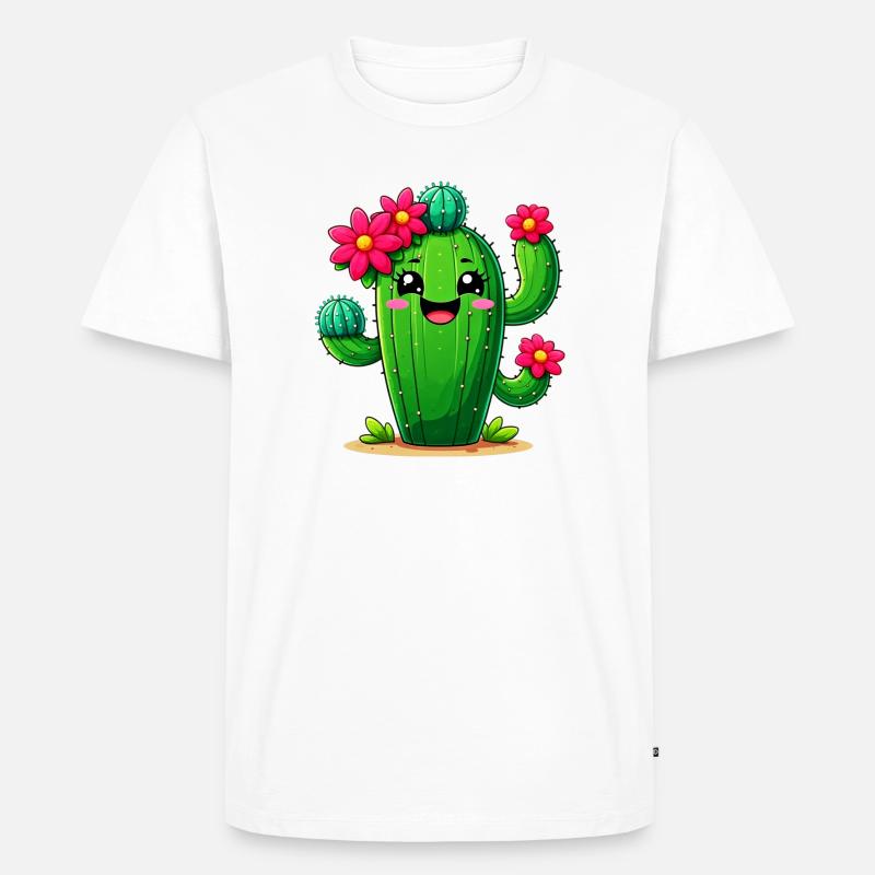 Kaktus - Männer Premium Bio T-Shirt - Weiß