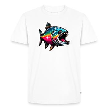 Piranha - Men's Premium Organic T-Shirt - white - Front - Nico (187cm)