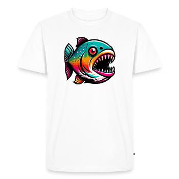 Piranha - Men's Premium Organic T-Shirt - white - Front - Nico (187cm)