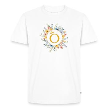 o monogramme, cercle de fleurs, personnalisable - T-shirt Premium bio Homme - blanc - Devant - Nico (187cm)