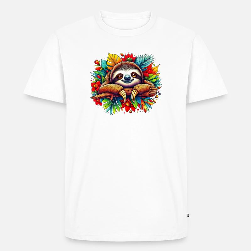 Faultier - Männer Premium Bio T-Shirt - Weiß