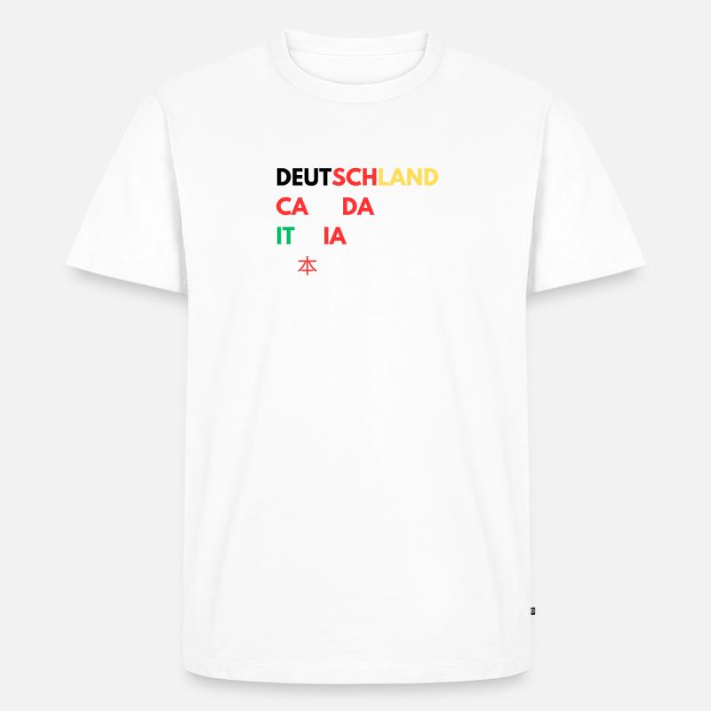 Länderfarben Schriftzug Collage - Männer Premium Bio T-Shirt - Weiß