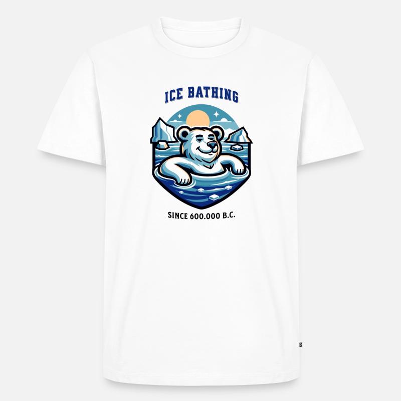 relaxter Eisbär beim Eisbaden lustiger Spruch - Männer Premium Bio T-Shirt - Weiß