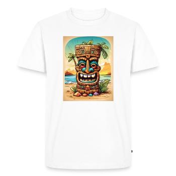 Dessin animé de la statue Tiki - T-shirt Premium bio Homme - blanc - Devant - Nico (187cm)