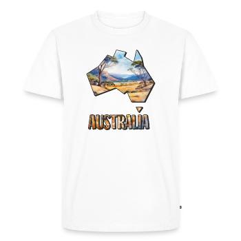 Watercolor Map Australia - Men's Premium Organic T-Shirt - white - Front - Nico (187cm)