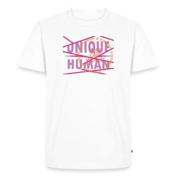 Personne unique – Juste un monde. - T-shirt Premium bio Homme - blanc - Devant - Nico (187cm)
