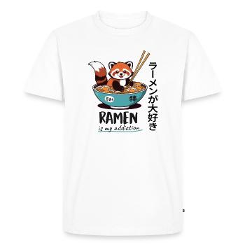 Cute Red Panda in Ramen Bowl - Men's Premium Organic T-Shirt - white - Front - Nico (187cm)