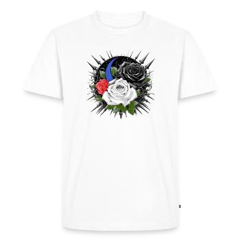 Gloomy roses with moon and thorns - Men's Premium Organic T-Shirt - white - Front - Nico (187cm)