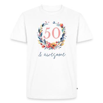 50 et génial ! personnalisable - T-shirt Premium bio Homme - blanc - Devant - Nico (187cm)