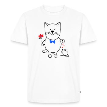 Cat and Mouse - Men's Premium Organic T-Shirt - white - Front - Nico (187cm)