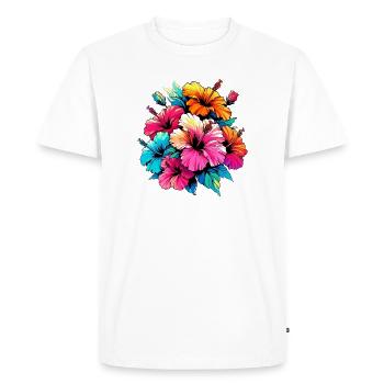 Fleurs d’hibiscus - T-shirt Premium bio Homme - blanc - Devant - Nico (187cm)