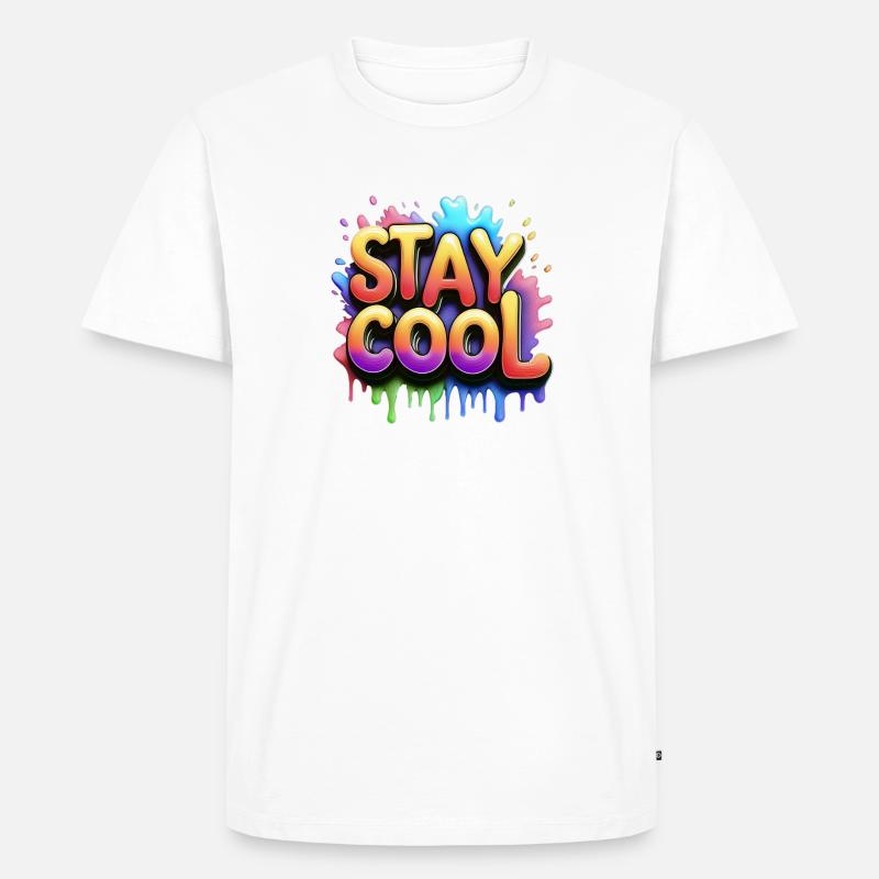 Stay cool text 3d - Männer Premium Bio T-Shirt - Weiß