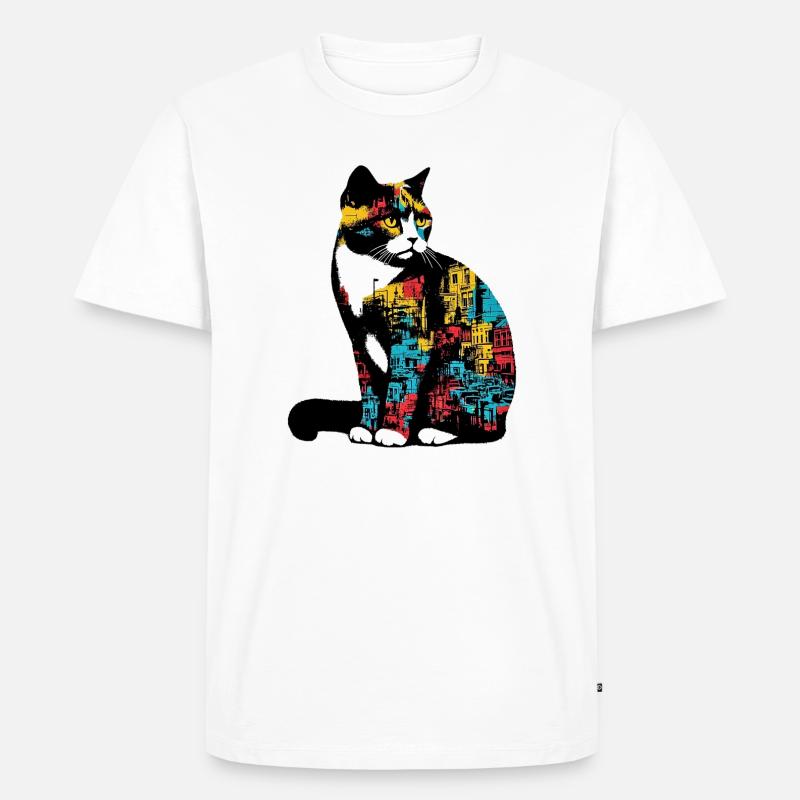 Katze - Männer Premium Bio T-Shirt - Weiß