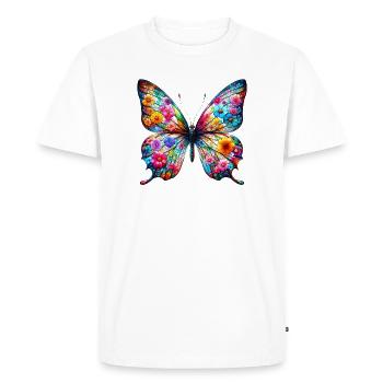 Butterfly decorated with flowers - Men's Premium Organic T-Shirt - white - Front - Nico (187cm)