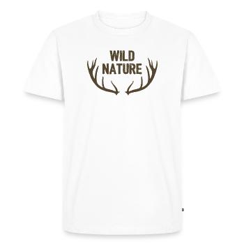 Wild Nature & Deer Antlers - Men's Premium Organic T-Shirt - white - Front - Nico (187cm)