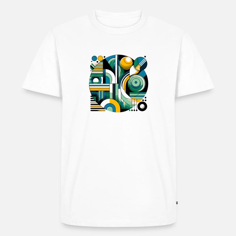 Neon Geometry — Retro Pulse - Männer Premium Bio T-Shirt - Weiß