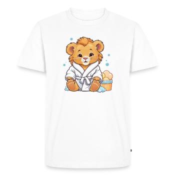 Un lionceau en bain de peignoir - T-shirt Premium bio Homme - blanc - Devant - Nico (187cm)