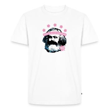 Happiness through consumption – Bearded Icon - Men's Premium Organic T-Shirt - white - Front - Nico (187cm)
