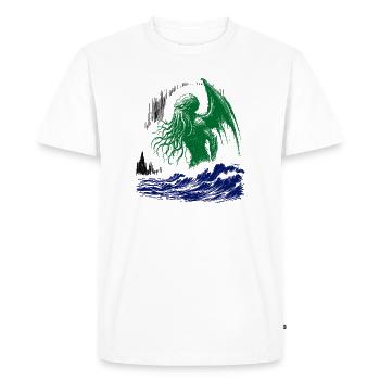 Cthulhu émerge des mers (3 couleurs) - T-shirt Premium bio Homme - blanc - Devant - Nico (187cm)
