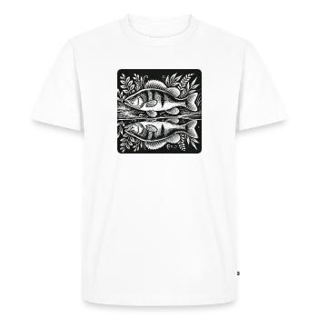 Perch Angler Silhouette Design - Men's Premium Organic T-Shirt - white - Front - Nico (187cm)
