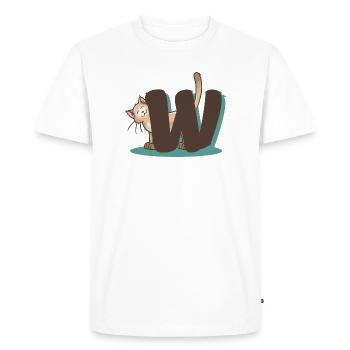 Cat Letter W - Men's Premium Organic T-Shirt - white - Front - Nico (187cm)