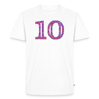10. 10 ANS. 10e ANNIVERSAIRE. ANNIVERSAIRE 10 ANS. - T-shirt Premium bio Homme - blanc - Devant - Nico (187cm)