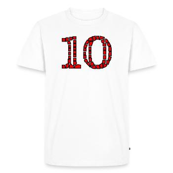 10. 10 ANS. 10e ANNIVERSAIRE. ANNIVERSAIRE 10 ANS. - T-shirt Premium bio Homme - blanc - Devant - Nico (187cm)