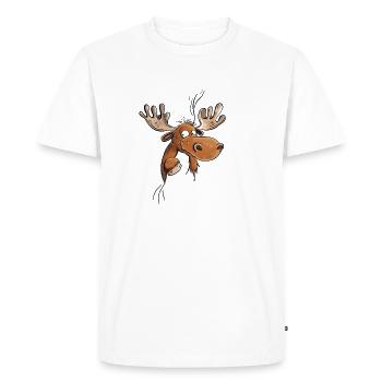 Funny Moose Head I Moose I Deer Reindeer - Men's Premium Organic T-Shirt - white - Front - Nico (187cm)