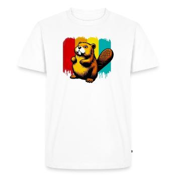 Beaver - Men's Premium Organic T-Shirt - white - Front - Nico (187cm)