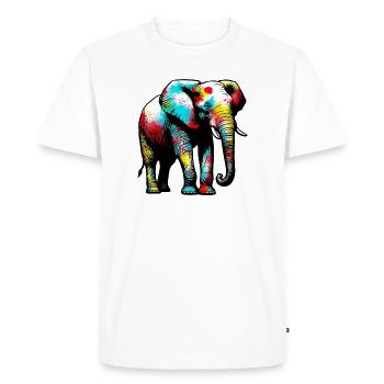 Éléphant - T-shirt Premium bio Homme - blanc - Devant - Nico (187cm)