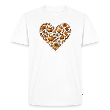 Heart, filled with pumpkins, leaves, nuts and flowers - Men's Premium Organic T-Shirt - white - Front - Nico (187cm)