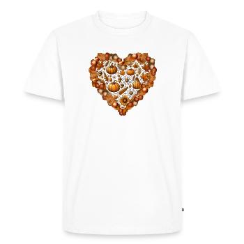 Heart, filled with pumpkins, leaves, nuts and flowers - Men's Premium Organic T-Shirt - white - Front - Nico (187cm)