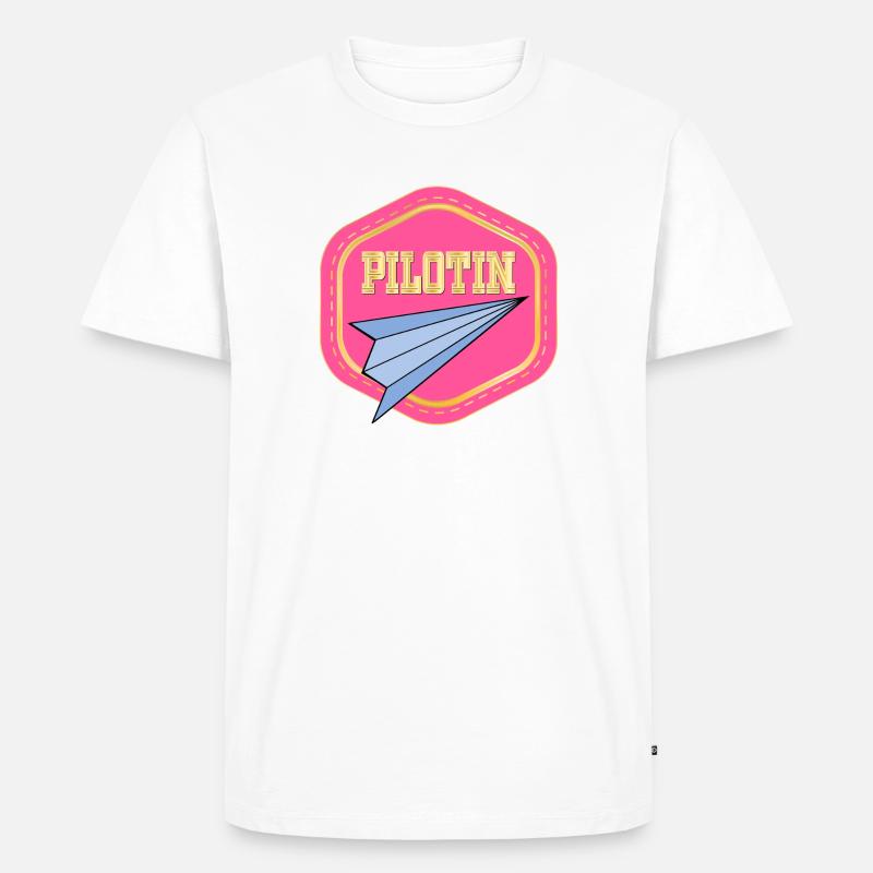 LUFTFAHRT PILOTIN - PAPIERFLIEGER - Männer Premium Bio T-Shirt - Weiß